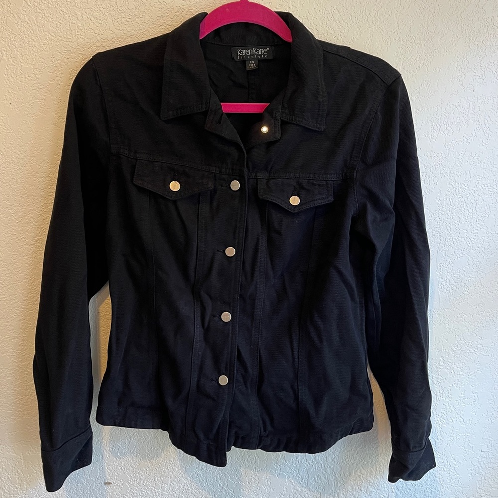 Made in the USA Black Jean Jacket with Buttons Soft Material KarenKane